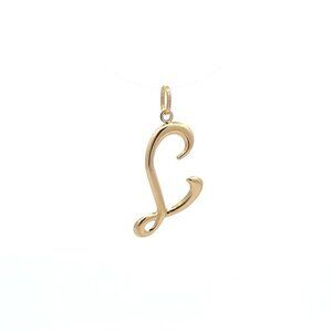 18K Gold Pendant Letter L Initial Alphabet
